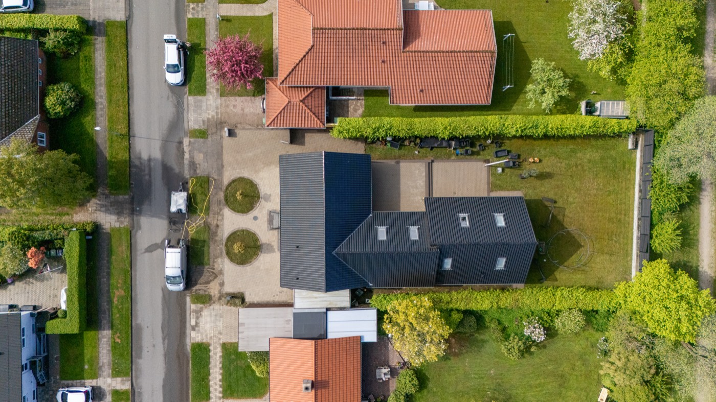 Villa i Varde set fra oven